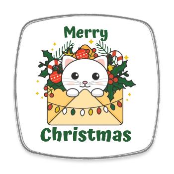 Chat Lettre de Noël Animaux d’hiver Chats - Magnet carré - blanc - Devant