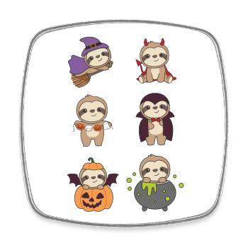 Sloth Halloween Devil Pumpkin Vampire Costume - Square fridge magnet - white - Front