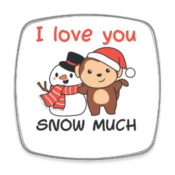 Singe je t’aime neige beaucoup schneemann wortspiel - Magnet carré - blanc - Devant