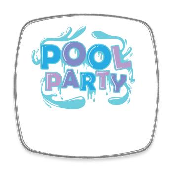 Pool Party Musik Feiern tanzen Freunde - Viereckiger Kühlschrankmagnet - Weiß - Vorne