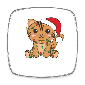Katze Weihnachten Winter Tiere Katzen - Viereckiger Kühlschrankmagnet - Weiß - Vorne