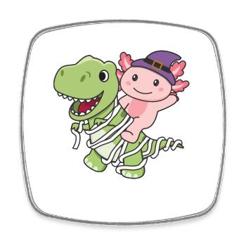 Axolotl Joyeux Halloween T-Rex Costume de Maman - Magnet carré - blanc - Devant