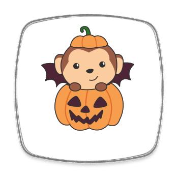 Affe Halloween Kürbis Fledermaus Kostüm - Viereckiger Kühlschrankmagnet - Weiß - Vorne