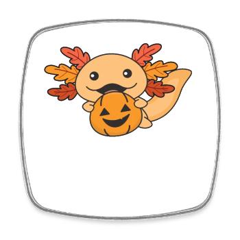Autumn axolotl with autumn leaves pumpkin autumn - Square fridge magnet - white - Front