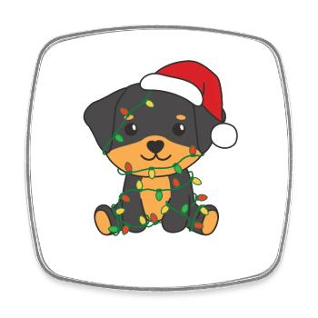 Rottweiler Noël Hiver Chiens mignons - Magnet carré - blanc - Devant