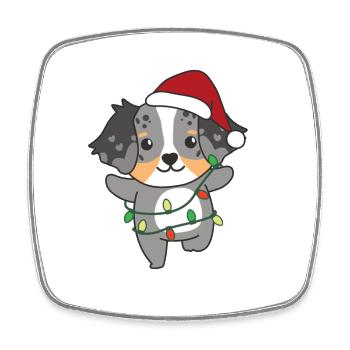 Berger australien Noël Animaux d’hiver - Magnet carré - blanc - Devant