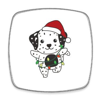 Dalmatian Christmas Winter Cute Dogs - Square fridge magnet - white - Front