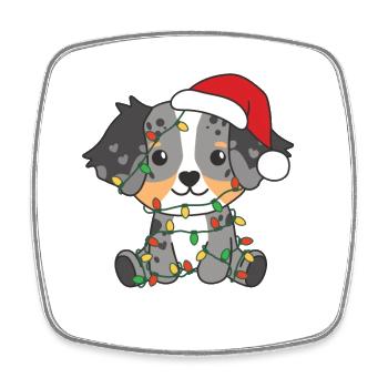 Berger australien Noël Animaux d’hiver - Magnet carré - blanc - Devant