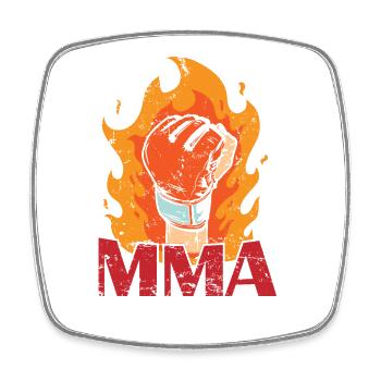 MMA burning boxing glove with fire - Square fridge magnet - white - Front