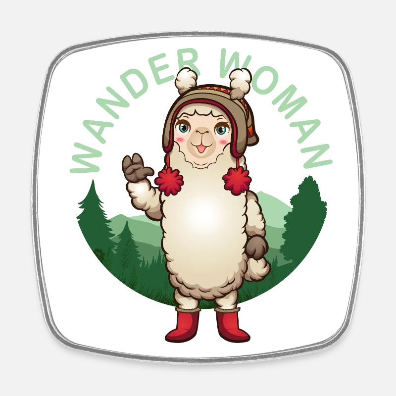 Hiking Hiker Hike Alpaca - Square fridge magnet - white