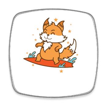 Fox surfs on the water Animal Nature - Square fridge magnet - white - Front