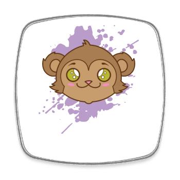 Affe im japanischen Kawaii Stil Tier - Viereckiger Kühlschrankmagnet - Weiß - Vorne