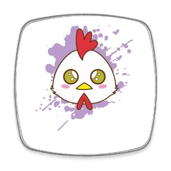 Poulet Coq dans le style Kawaii Animal Japan - Magnet carré - blanc - Devant