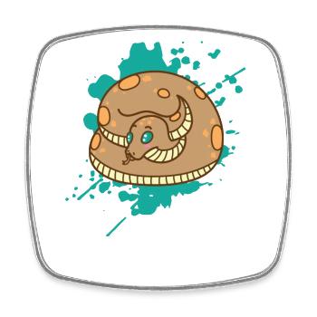 Serpent dans un animal japonais de style kawaii - Magnet carré - blanc - Devant