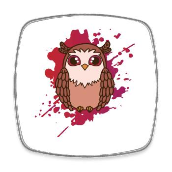 Eule im japanischen Kawaii Stil Tier - Viereckiger Kühlschrankmagnet - Weiß - Vorne