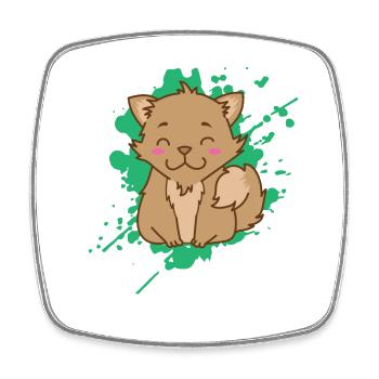 Hund im japanischen Kawaii Stil Tier - Viereckiger Kühlschrankmagnet - Weiß - Vorne
