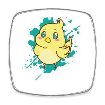 Oiseaux dans un animal de style kawaii japonais - Magnet carré - blanc - Devant
