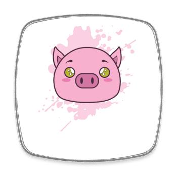 Schwein im japanischen Kawaii Stil Tier - Viereckiger Kühlschrankmagnet - Weiß - Vorne