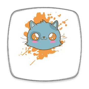 Kawaii Katze im japanischen Stil Tier - Viereckiger Kühlschrankmagnet - Weiß - Vorne