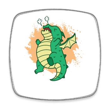 süßer Drache pustet Fabelwesen Märchen - Viereckiger Kühlschrankmagnet - Weiß - Vorne