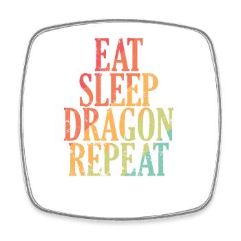 Mangez Sleep Dragon Répétez le conte de fées Dragon - Magnet carré - blanc - Devant