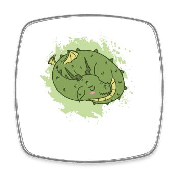Drache schläft niedliches Fantasie Tier - Viereckiger Kühlschrankmagnet - Weiß - Vorne