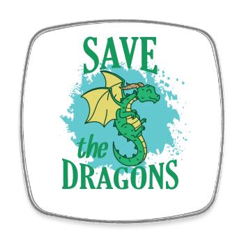 Save the Dragons Tier Drache Fabelwesen - Viereckiger Kühlschrankmagnet - Weiß - Vorne