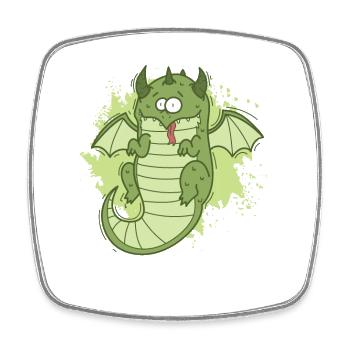 Fat Dragon Looks Funny Animal - Square fridge magnet - white - Front