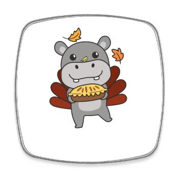 thanksgiving day outfits Truthahn Hippo mit Pie - Viereckiger Kühlschrankmagnet - Weiß - Vorne