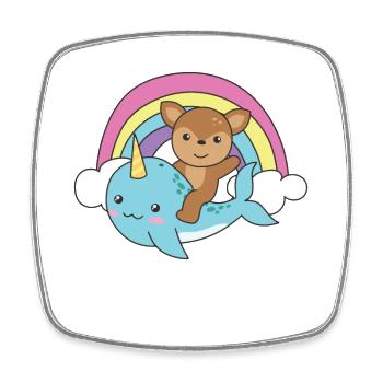 Narwhal Deer Ocean Unicorn kawaii Rainbow - Square fridge magnet - white - Front