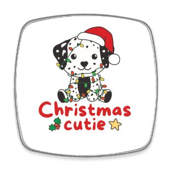 Chiens de Noël dalmates Mignon de Noël - Magnet carré - blanc - Devant