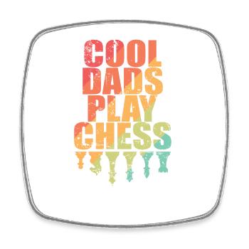 Cool Dads play Chess Schach Denksport - Viereckiger Kühlschrankmagnet - Weiß - Vorne