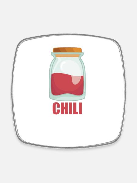 Chili Gewürz Essen Geschmack Kochen - Viereckiger Kühlschrankmagnet - Weiß