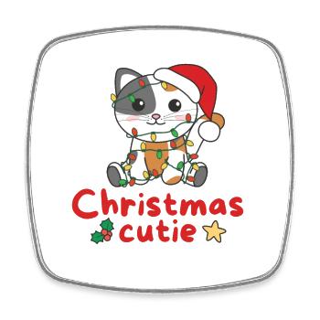 Cat Christmas Cats Christmas Cutie - Square fridge magnet - white - Front
