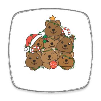 Quokka Christmas Tree Funny Animal Christmas - Square fridge magnet - white - Front