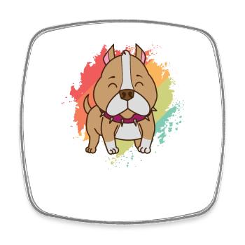 Pit Bull Comic Dessin Chien Pet - Magnet carré - blanc - Devant