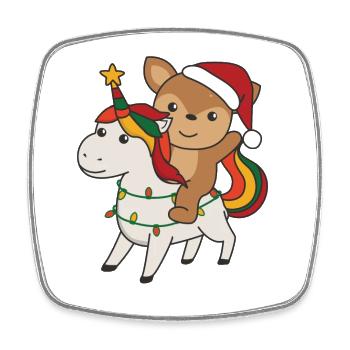 Weihnachts Einhorn Reh frohe Weihnachten Einhorn - Viereckiger Kühlschrankmagnet - Weiß - Vorne