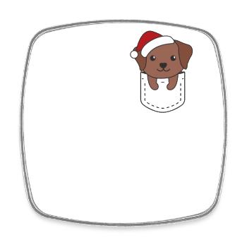 Joyeux Noël Sweet Labrador Breast Bag - Magnet carré - blanc - Devant