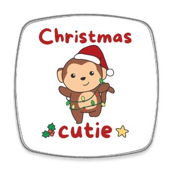 Singe de Noël Singes Mignon de Noël - Magnet carré - blanc - Devant