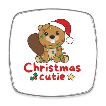 Beaver Christmas Beaver Christmas Cutie - Square fridge magnet - white - Front