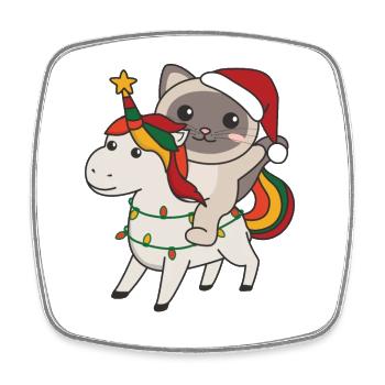 Christmas Unicorn Cat Merry Christmas Unicorn - Square fridge magnet - white - Front