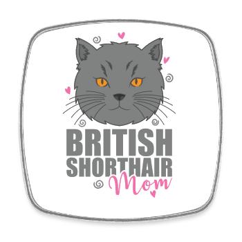 British Shorthair Maman Cat Pet - Magnet carré - blanc - Devant