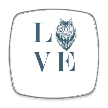 Love Maine Coon Cat Cat Race Pet - Magnet carré - blanc - Devant