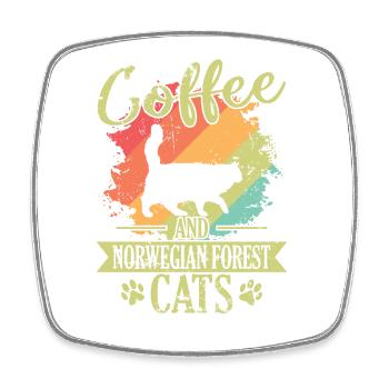 Café et gueule de bois des chats des forêts norvégiennes - Magnet carré - blanc - Devant