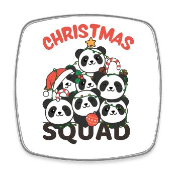 Panda Arbre de Noël Escouade de Noël Pandas - Magnet carré - blanc - Devant