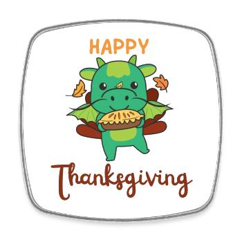 thanksgiving day outfits Truthahn Drache mit Pie - Viereckiger Kühlschrankmagnet - Weiß - Vorne