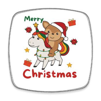 Weihnachts Einhorn Reh frohe Weihnachten Einhorn - Viereckiger Kühlschrankmagnet - Weiß - Vorne