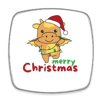 Dragon Merry Christmas Winter Animals Dragon - Square fridge magnet - white - Front