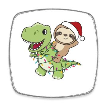 Sloth Trex Noël Neige Hiver Animaux - Magnet carré - blanc - Devant