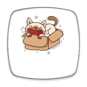 Katze im Karton Siamese Cat Haustier - Viereckiger Kühlschrankmagnet - Weiß - Vorne